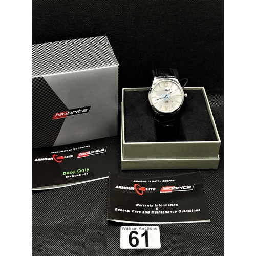 61 - An Isobrite grand slimline series ISO901 T100 Tritium Illuminated wristwatch, 42mm case with scratch... 