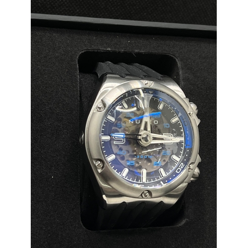 65 - A Nubeo 'Nereus' compressor wristwatch, with self-winding Japanese skeleton movement, 50mm case, wit... 