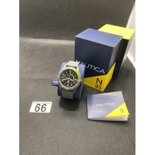 66 - Nautica N83 wristwatch with grey strap, as new with tags and box