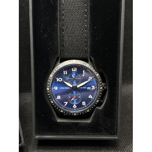 7 - A Vincero collective watch 'The Altitude' in matt black and cobalt blue with two subsidiary dials, a... 