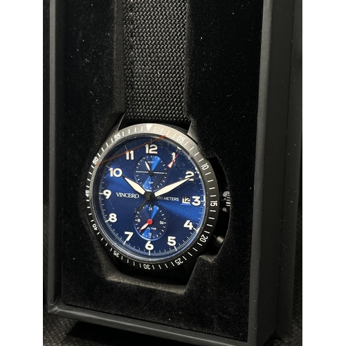 7 - A Vincero collective watch 'The Altitude' in matt black and cobalt blue with two subsidiary dials, a... 