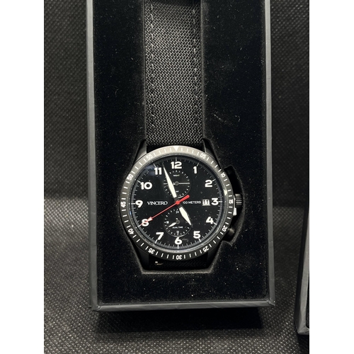 8 - A Vincero collective watch 'The Altitude' in matt black and red with two subsidiary dials, as new wi... 