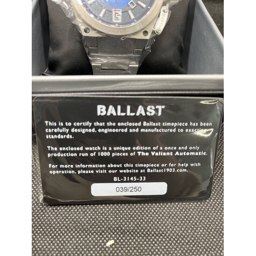 49 - A Ballast 'The Valiant Automatic wristwatch, 44mm case, 1 out of 1000 pieces,  as new with box with ... 