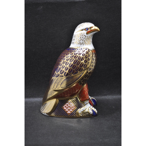 114 - Royal Crown Derby Bald Eagle paperweight with stopper in box