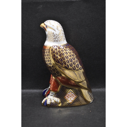 114 - Royal Crown Derby Bald Eagle paperweight with stopper in box