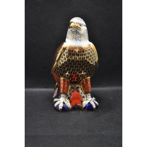 114 - Royal Crown Derby Bald Eagle paperweight with stopper in box