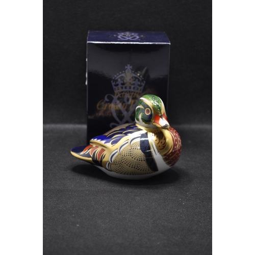 12 - Royal Crown Derby Mandarin Duck paperweight with gold stopper in box together with Royal Crown Derby... 