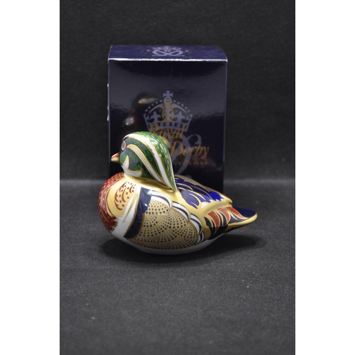 12 - Royal Crown Derby Mandarin Duck paperweight with gold stopper in box together with Royal Crown Derby... 