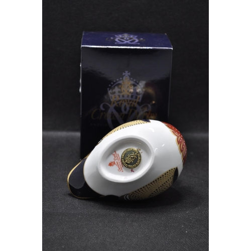 12 - Royal Crown Derby Mandarin Duck paperweight with gold stopper in box together with Royal Crown Derby... 