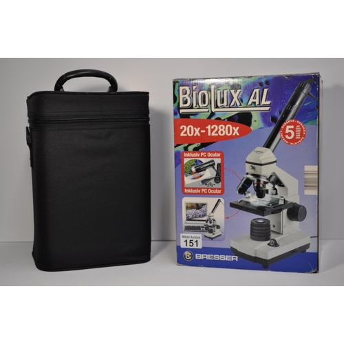 151 - Bresser Biolux AL 20x 1280x Microscope with case and accessories