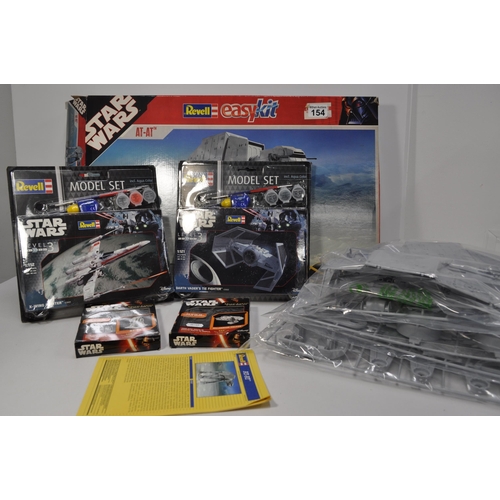 154 - Star Wars Revell Easy Kit AT-AT, Revell model sets x2 1:112 scale X Wing Fighter 03601 and Darth Vad... 