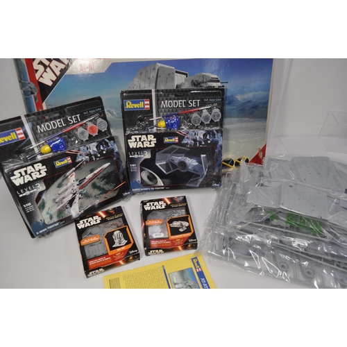 154 - Star Wars Revell Easy Kit AT-AT, Revell model sets x2 1:112 scale X Wing Fighter 03601 and Darth Vad... 