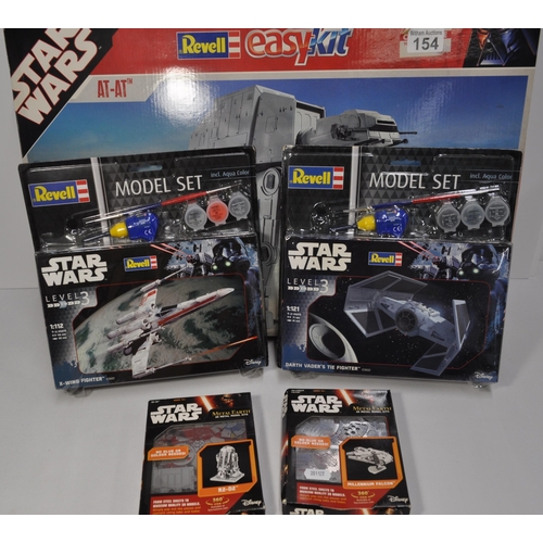 154 - Star Wars Revell Easy Kit AT-AT, Revell model sets x2 1:112 scale X Wing Fighter 03601 and Darth Vad... 