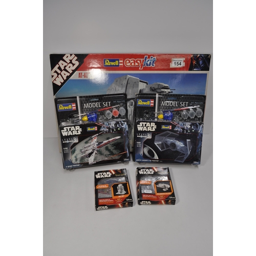 154 - Star Wars Revell Easy Kit AT-AT, Revell model sets x2 1:112 scale X Wing Fighter 03601 and Darth Vad... 