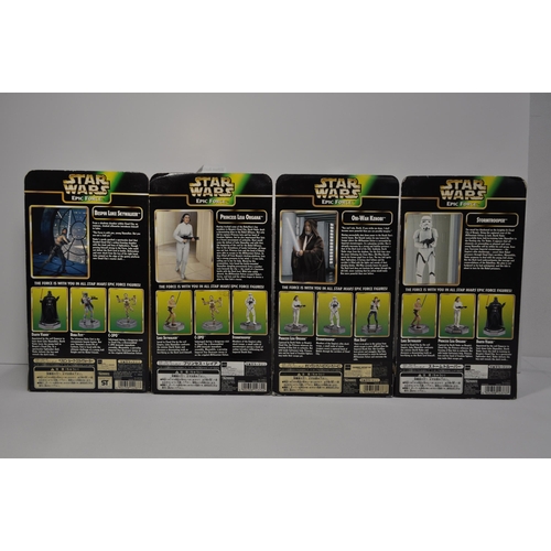 161 - x4 Star Wars Epic Force 1998 figures Princess Leia Organa, Stormtrooper, Bespin Luke Skywalkers Obi ... 