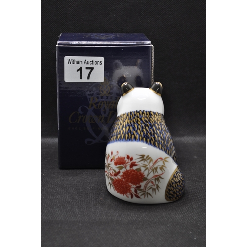 17 - Royal Crown Derby panda paperweight with gold stopper