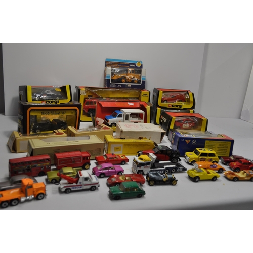 183 - A selection of boxed Corgi toy cars, matchbox etc. cars and other boxed and unboxed diecast cars