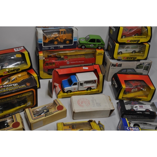 183 - A selection of boxed Corgi toy cars, matchbox etc. cars and other boxed and unboxed diecast cars