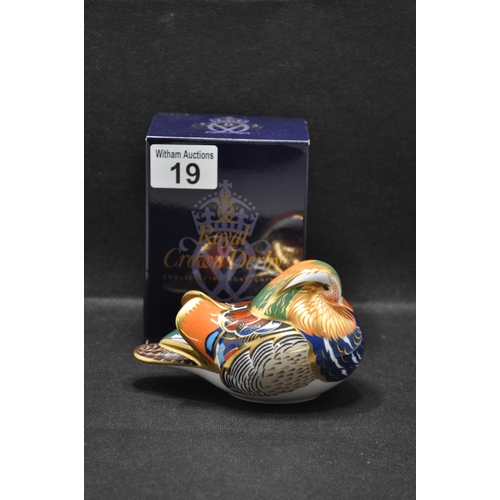 19 - Royal Crown Derby mandarin duck paperweight with stopper