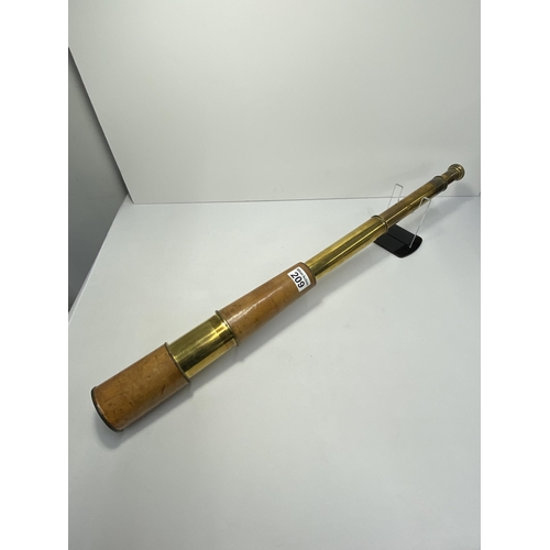 209 - Vintage brass extending telescope with pig skin cover, marked Ross London