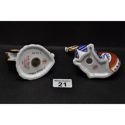 21 - x2 Royal Crown Derby paperweights; one in the form of a Pacific Angel fish with gold stopper, to bas... 