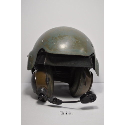 211 - Possibly British issue tanker helmet with its internal headphones and microphone