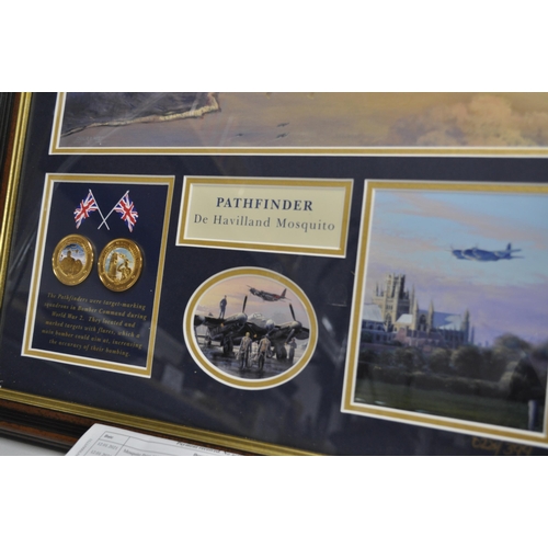 216 - Bradford Exchange framed the Pathfinder de Haviland Mosquito featuring Philp E West PRINTED Artwork ... 