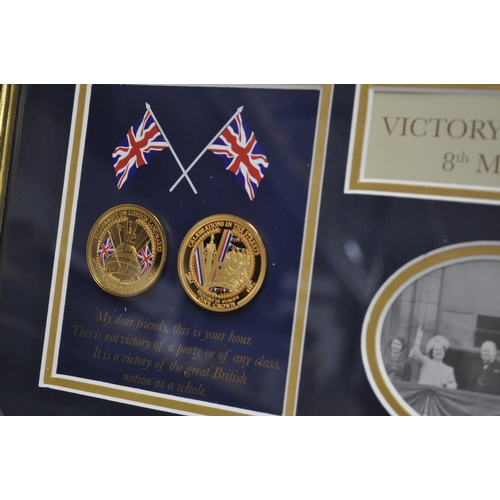 219 - Bradford Exchange Victory Flypast 75th annivesary of VE Day Limited endition print with two 24 carat... 