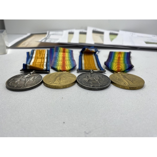 234 - Two pairs of WWI medals attributed to Pte H Parsons  R.Berks.R and Pte A Parsons R.Berks.R (brothers... 