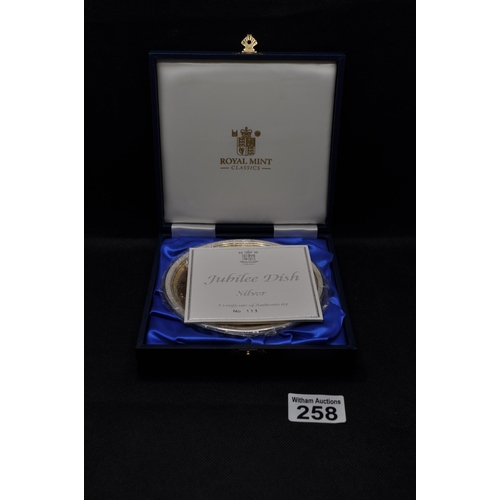 258 - Royal Mint Paul Barrowclift .925 sterling Silver Juiblee Dish with box and Certificate 113, gross we... 