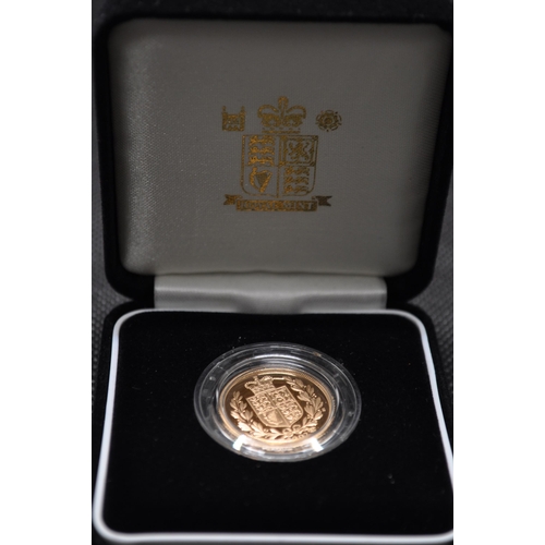 267 - Royal Mint 2002 The Queen's Golden Jubilee 22ct gold proof sovereign coin with Certificate no. 11733... 