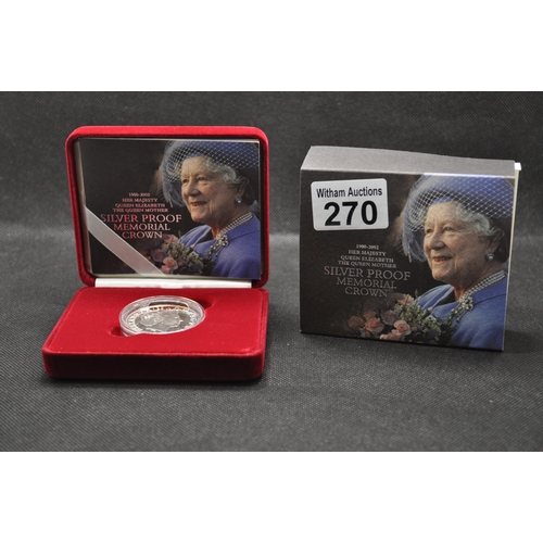 270 - Royal Memorabilia items - Boxed Silver Proof £5 Memorial Crown Her Majesty Queen Elizabeht The Queen... 