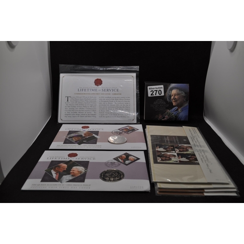 270 - Royal Memorabilia items - Boxed Silver Proof £5 Memorial Crown Her Majesty Queen Elizabeht The Queen... 