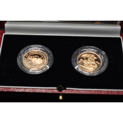 272 - Royal Mint 2000 Mellinium UK and Jersey full sovereign gold proof coins, with box and certificate no... 