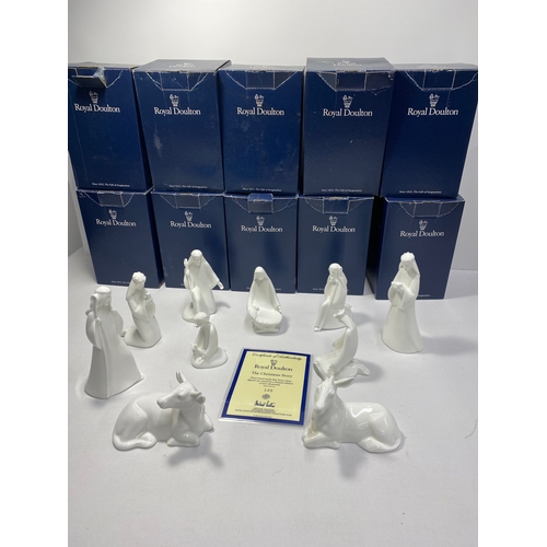 Royal Doulton Collector's Club limited edition The Christmas Story hand made fine bone china figures, This set is  no. 149 of only 2000 made, Millennium back stamp, with certificate and original proof of purchase (10 figures in total)