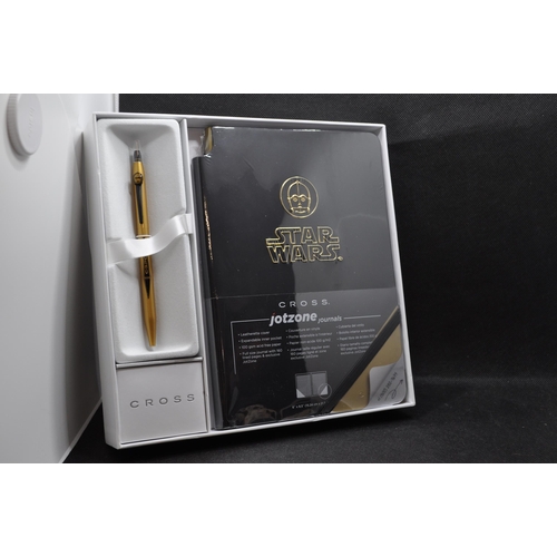 74 - Cross Star Wars Special Edition Roller ball pen and journal set in presentation box featuring C-3PO