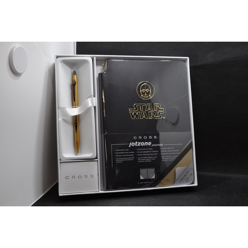 74 - Cross Star Wars Special Edition Roller ball pen and journal set in presentation box featuring C-3PO