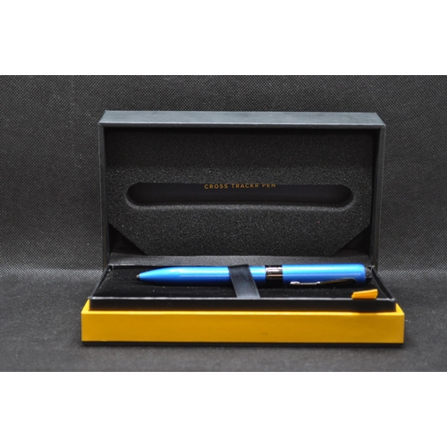 78 - Cross Trackr Pen in blue,  with literature and presentation box, batteries and refills, model no. AT... 