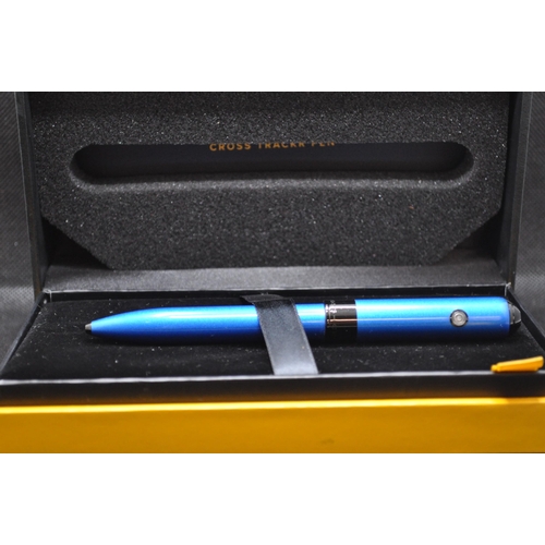 78 - Cross Trackr Pen in blue,  with literature and presentation box, batteries and refills, model no. AT... 