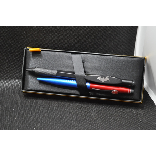 80 - Cross Pens - Marvel Spiderman pen with presentation box and leaflet together with DC Comics Bat Man ... 