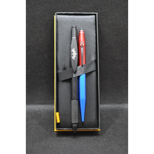 80 - Cross Pens - Marvel Spiderman pen with presentation box and leaflet together with DC Comics Bat Man ... 