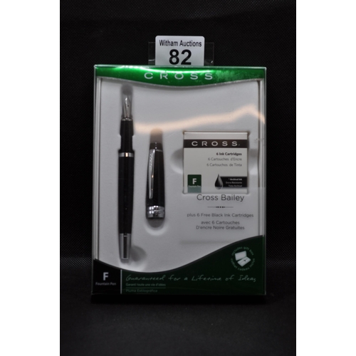 82 - x2 packs of Cross Bailey Black lacquer fountain pen with cartridges, AT0456U-7MS/15