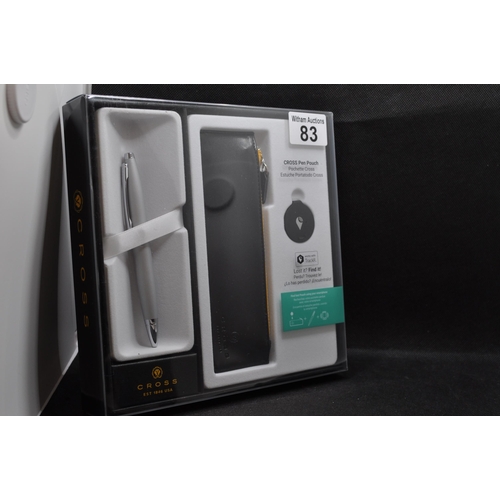 83 - Cross Pen in matt silver colour finish and Pen pouch with Trackr boxed gift set