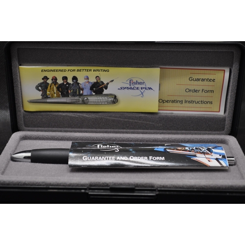 85 - Fisher Quad Function Space Pen in box with literature and sleeve, x2 Fisher Space pen with pressuriz... 