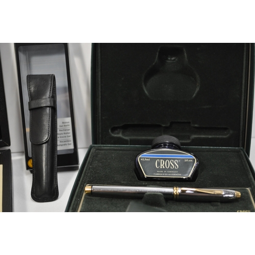 87 - Cross fountain pen with ink in box together with  a selection of cases to include Cross, Mont Blanc,... 