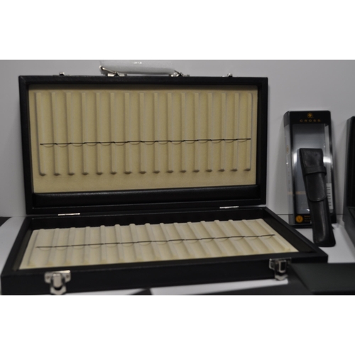 87 - Cross fountain pen with ink in box together with  a selection of cases to include Cross, Mont Blanc,... 