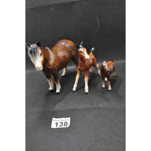 138 - Ceramic horses, one marked Holland to underside (3)