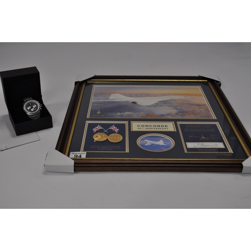 94 - Concorde items consisting; Bradford Exchange Celebrating 50th anniversary of the Concorde print by P... 