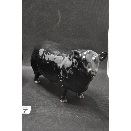 137 - Two Beswick cattle comprising Aberdeen Angus Bull and Aberdeen Angus Cow, both in black gloss with g... 