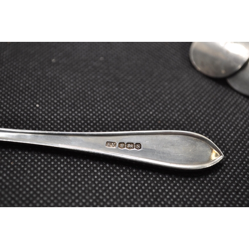 241 - Set of six Silver grapefruit spoons hallmarked London in case together with x4 silver serving spoons... 